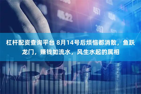 杠杆配资查询平台 8月14号后烦恼都消散，鱼跃龙门，赚钱如流水，风生水起的属相